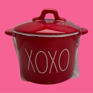 Rae Dunn Red Mini Lidded Pot Glazed Ceramic XOXO Valentine's Day